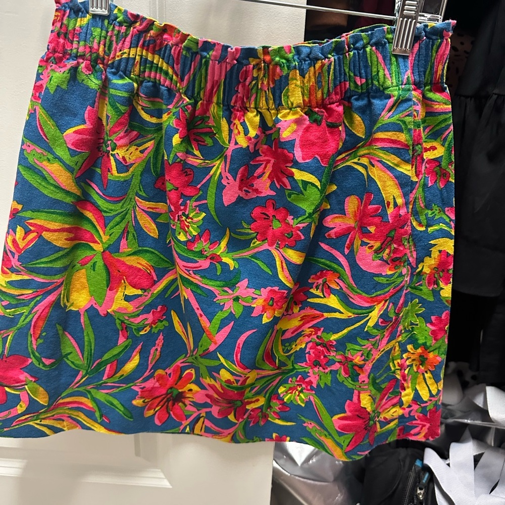 J. Crew Bright Floral Blue, Pink & Yellow Elastic Waist Skirt - Size 6